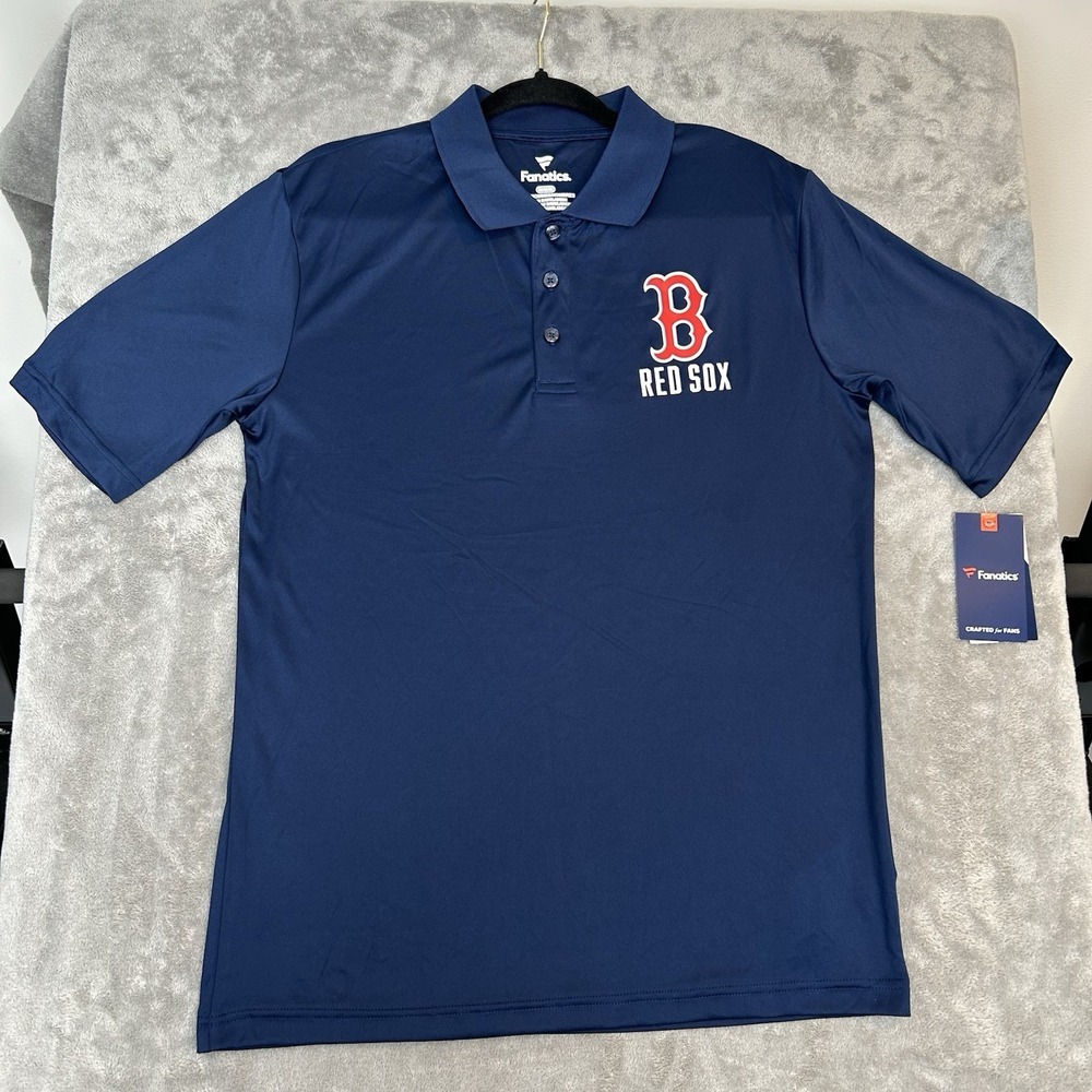 Boston Red Sox Fanatics Men's Collared Polo Shirt Color Navy Blue Sz Medium -NWT